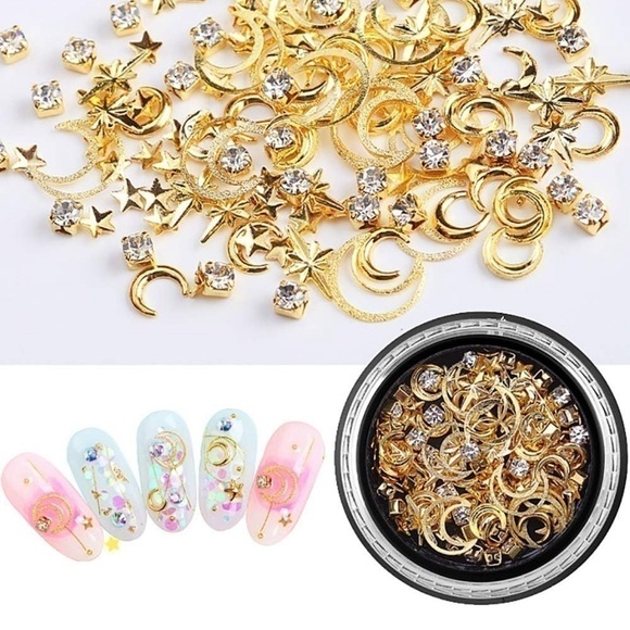 6 Boxes 3d Nail Rhinestones And Studs Gold Nail Rivets Set Nail Crystals - Picture 4 of 6